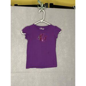 Jumping Beans Girls Purple Rhinestone Fish Shirt Size 7 100 Percent Cotton Short